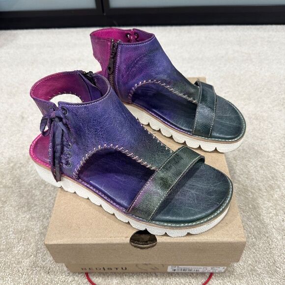 Bed Stu Women's Zoe II Spring Meadow Purple Green Leather Sandals size 7… - Picture 5 of 6